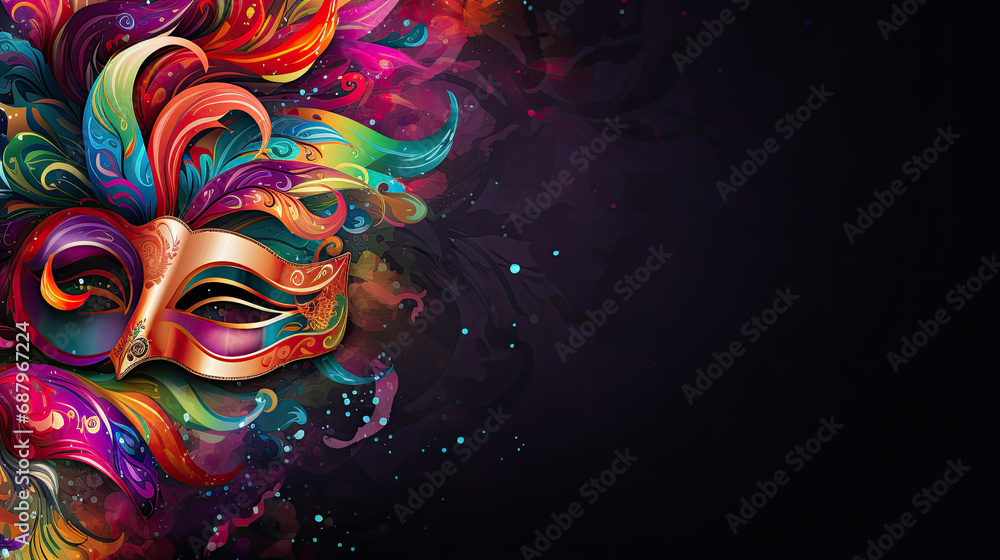 Carnival Mask Banner copyspace. Multicolored with Text Space Carnival Mask Banner copyspace. Multicolored with Text Space