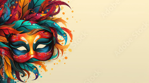 Carnival Mask Banner copyspace. Multicolored with Text Space © aznur