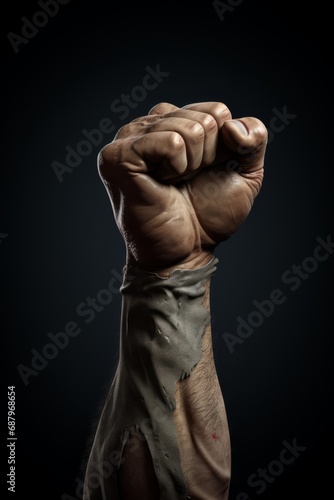 Side view of a clenched fist on black background © leriostereo