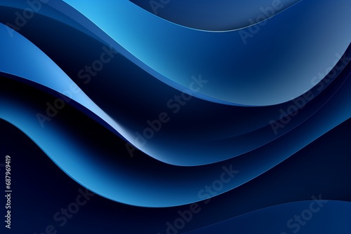 Dark blue paper waves abstract banner design. Elegant wavy background