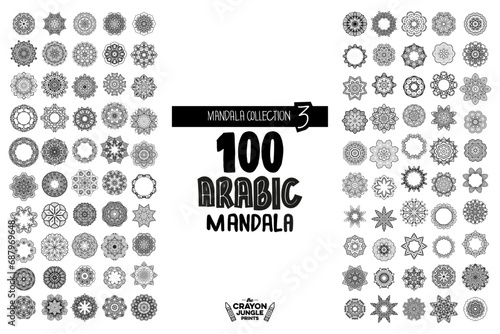 Mega Mandala Set Bundle Ornament mandala mega bundle background black and white design concept for Decals Scrapbooking Card making Paper cut Quotes Boho