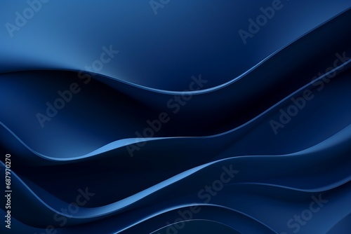 Dark blue paper waves abstract banner design. Elegant wavy background