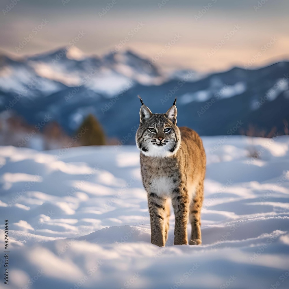 AI generated illustration of a lynx standing in a snowy landscape AI generated illustration of a lynx standing in a snowy landscape