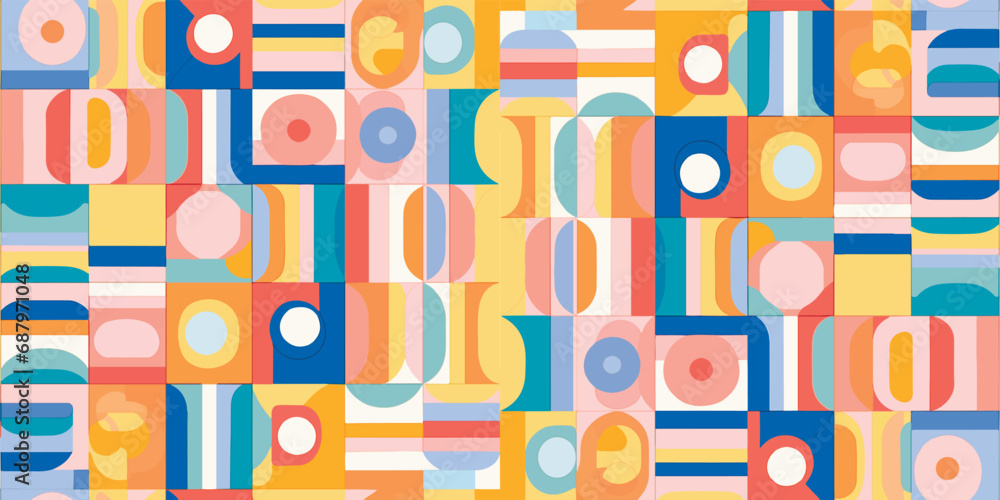 Fun colorful seamless pattern collection. Creative 90s style geometric shape background for children or trendy design with abstract collage shapes. Simple and playful doodle wallpaper print set. Fun colorful seamless pattern collection. Creative 90s style geometric shape background for children or trendy design with abstract collage shapes. Simple and playful doodle wallpaper print set.