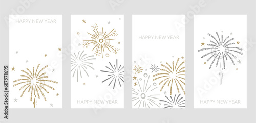 Cute hand drawn fireworks designs, flyer templates, great for invitations, banners, wallpapers, cards - vector design