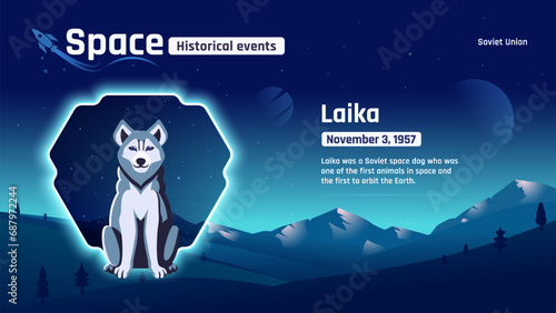 Laika Unveiling Space's Historic Events and Revolutionary Inventions-Vector illustration design