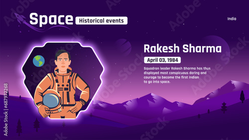 Rakesh Sharma Unveiling Space's Historic Events and Revolutionary Inventions-Vector illustration design