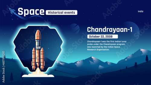 Chandrayaan one Unveiling Space's Historic Events and Revolutionary Inventions-Vector illustration design photo