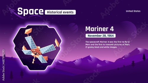Mariner four Unveiling Space's Historic Events and Revolutionary Inventions-Vector illustration design