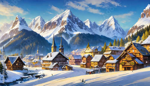 mountain village in winter © SEIJI211