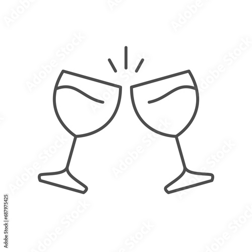 Clinking glasses line outline icon