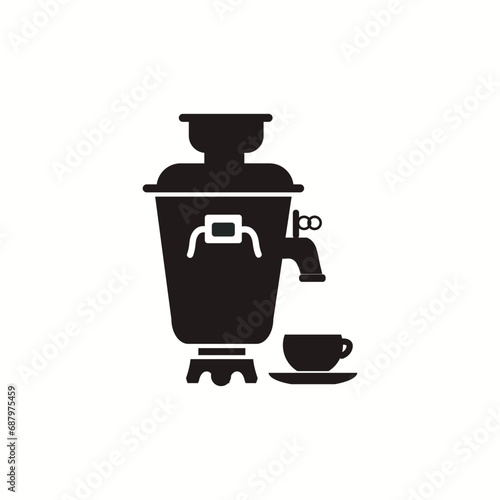Traditional tea samovar vector icon