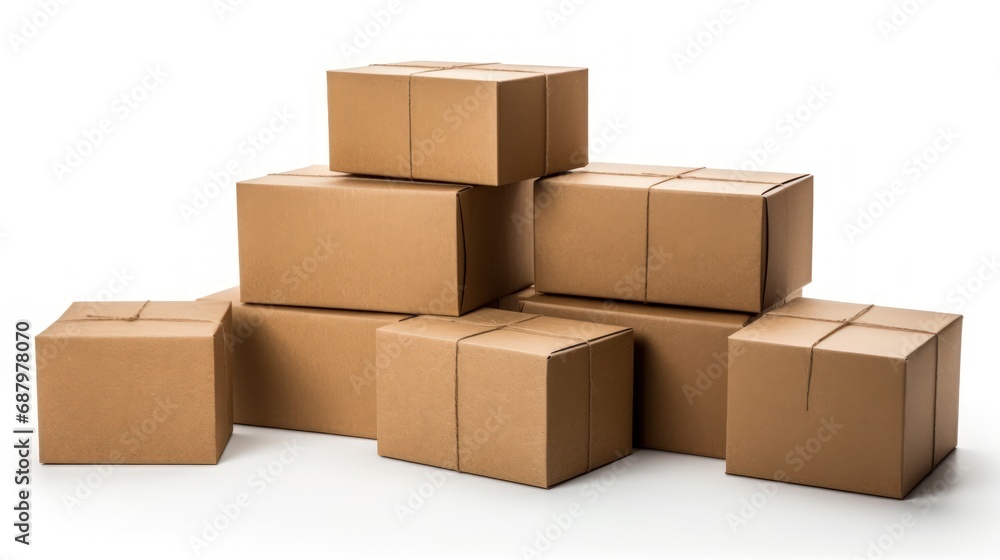 Brown cardboard box set on a white background.