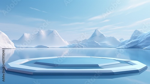 3D graphics geometric platforms offer views of glaciers photo