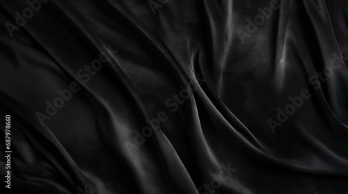 Fond texturé comme un drap satiné, de soie. Couleur noir, sombre, élégant. Fond pour conception et création graphique.	