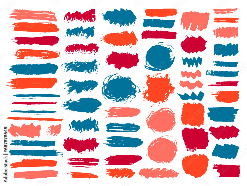 Inkt Daub Oil rough daub mega set. Freehand inkblot streak retro elements. Spill ...