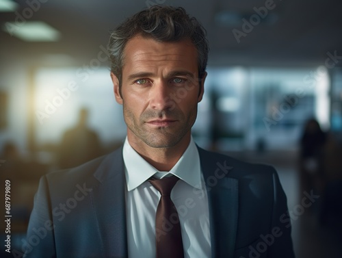 Portrait Attractive confident business man in business professional working office