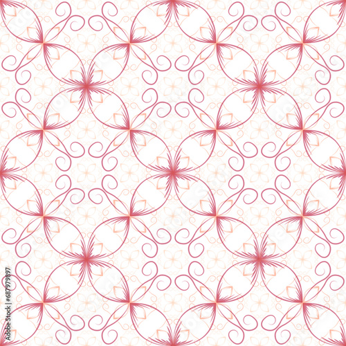 Modern art deco geometric floral vector seamless pattern. Fabric print design.