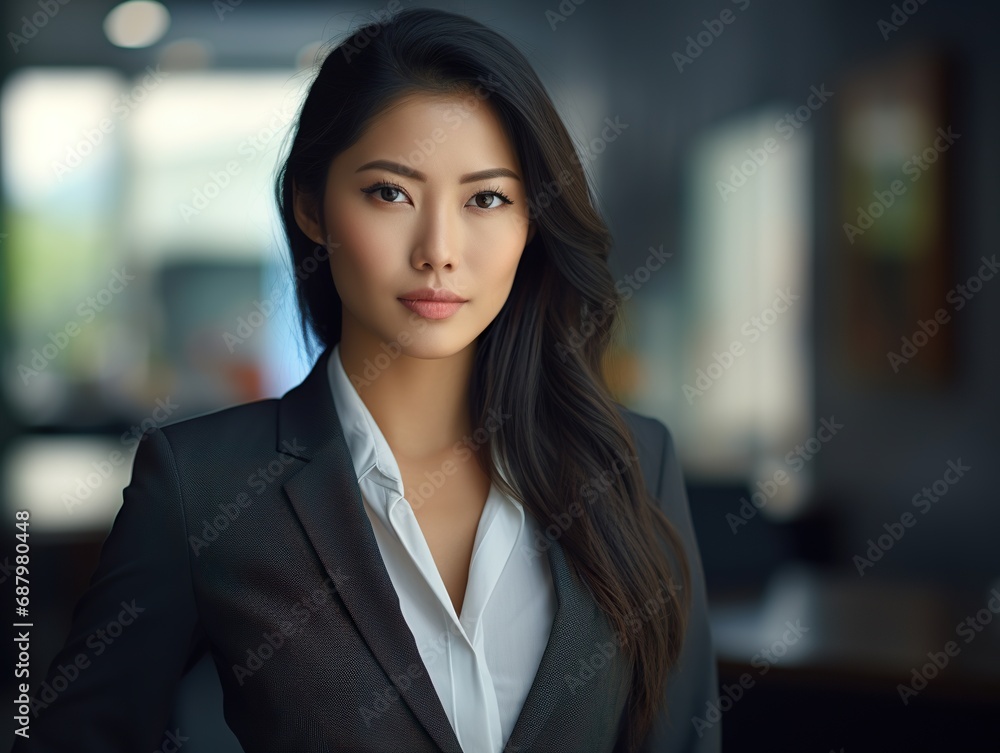 Portrait Attractive Asian young confident business woman in business professional working office Portrait Attractive Asian young confident business woman in business professional working office