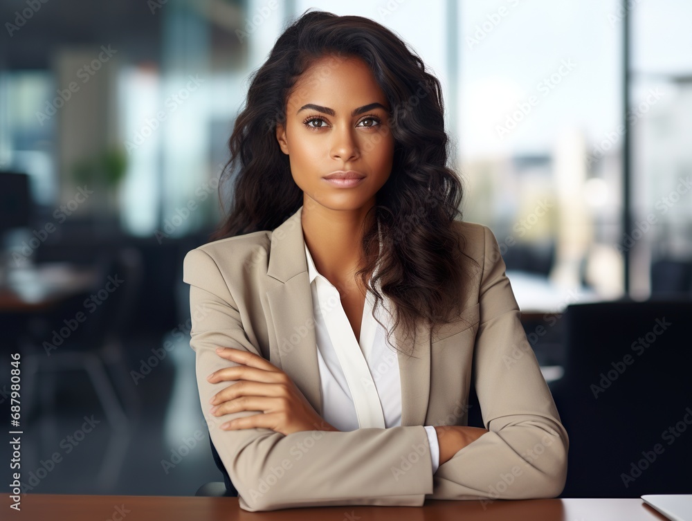 Obraz premium portrait Attractive African young confident business woman in business professional working office