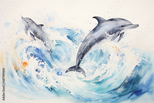 New Haicheng style dolphins leap out of the sea. © imlane