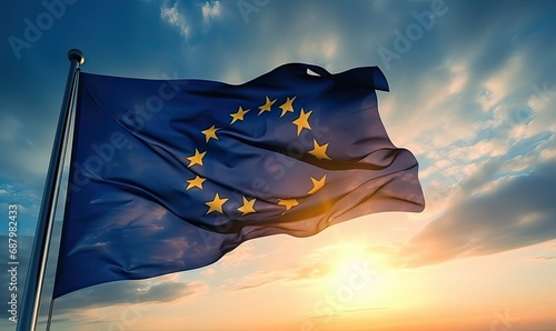 A Fluttering European Flag in the Breeze