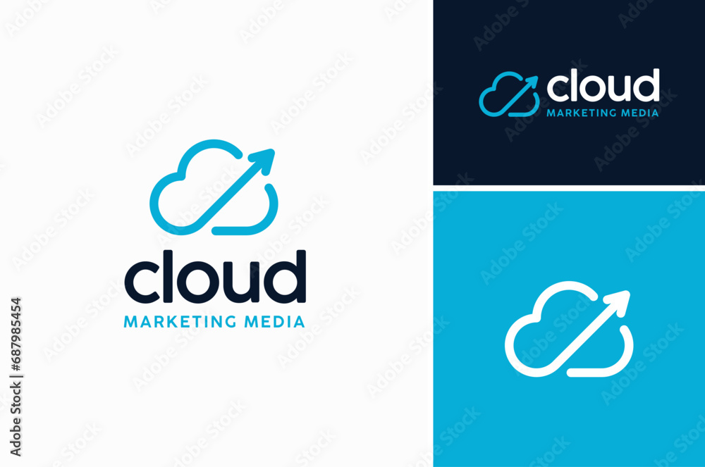Sky Cloud Line Arrow for Business Stats Diagram Marketing logo design Sky Cloud Line Arrow for Business Stats Diagram Marketing logo design