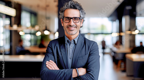 Happy Smiling Mature Businessman On Office Background - Legal Ai 