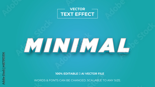 Minimal text vector effect. Simple cute gradient background. Minimal text style editable font effect. 3d style text effect graphic with shadow decoration. Vector illustration