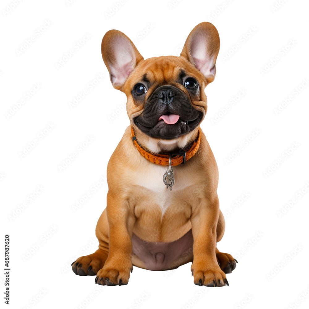 French bulldog puppy isolated on white transparent background