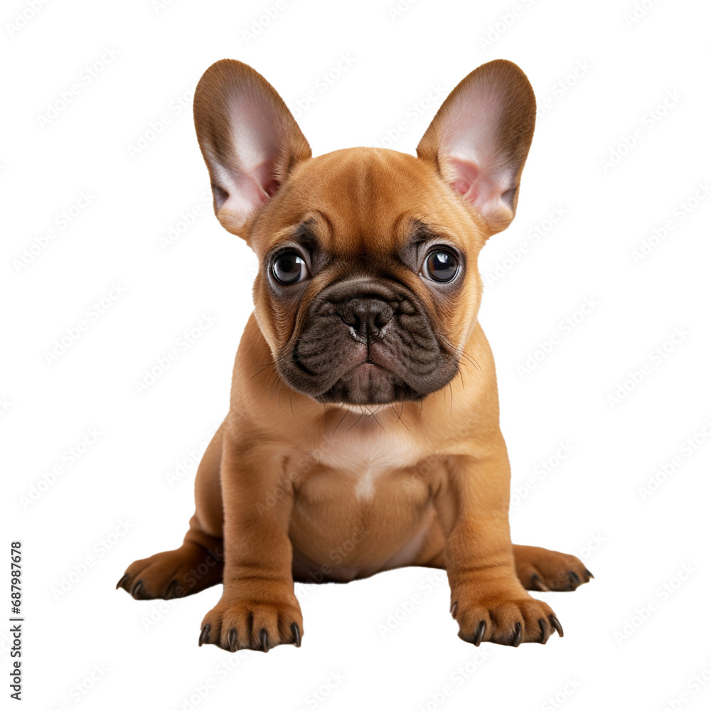 French bulldog puppy isolated on white transparent background