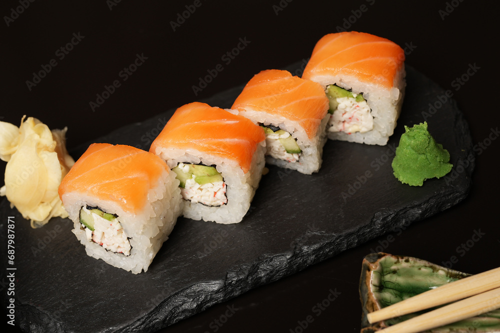 Philadelphia sushi rolls set with salmon and cream cheese Philadelphia sushi rolls set with salmon and cream cheese