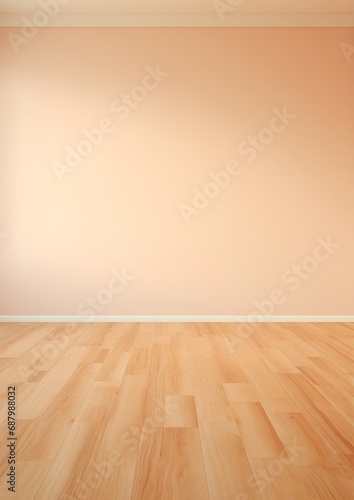 Simple room, apricot color Wall, hardwood Floor