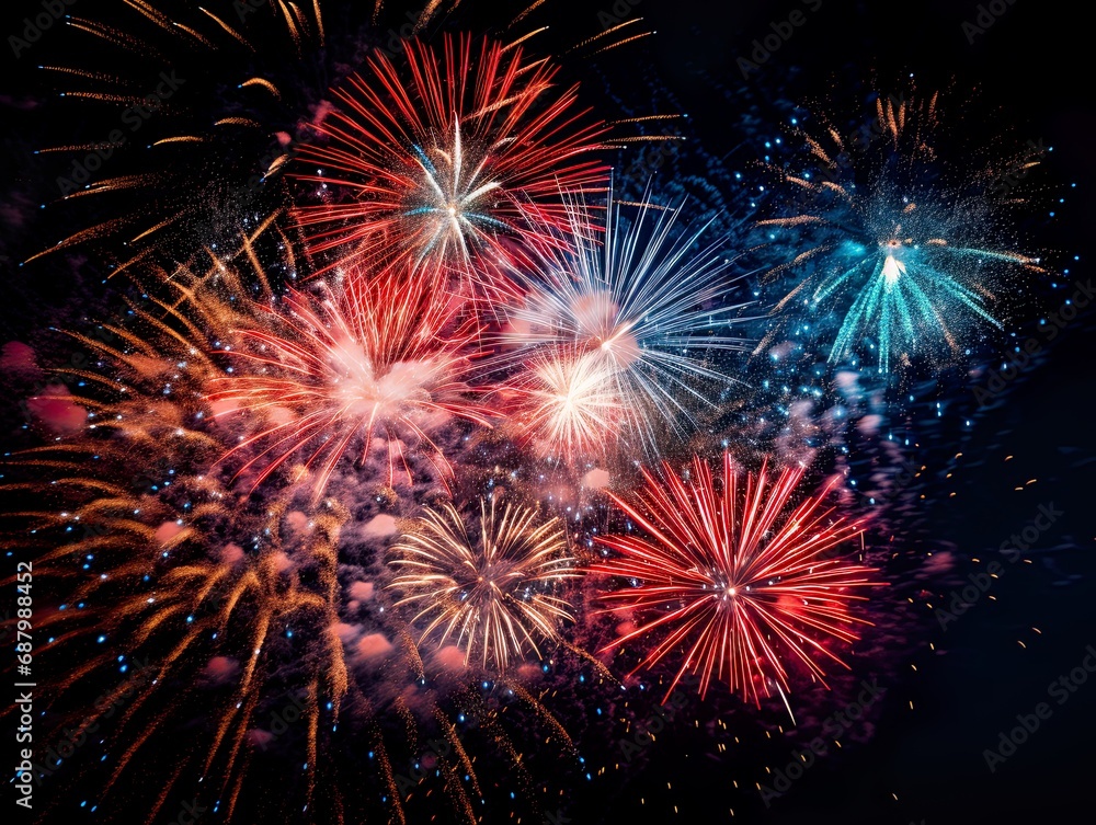 fireworks  light up the sky Abstract colored firework background.