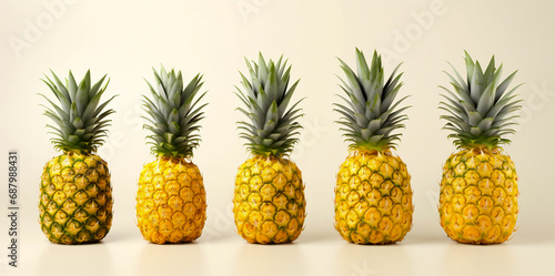 full fresh pineapple fruit healthy food concept Arrange a beautiful top view with space on a white background.