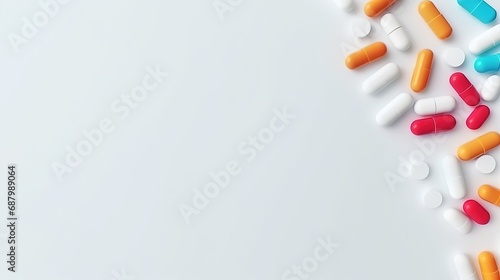 Medicine Tablets Antibiotic Pills Isolated on the Minimalist Background 