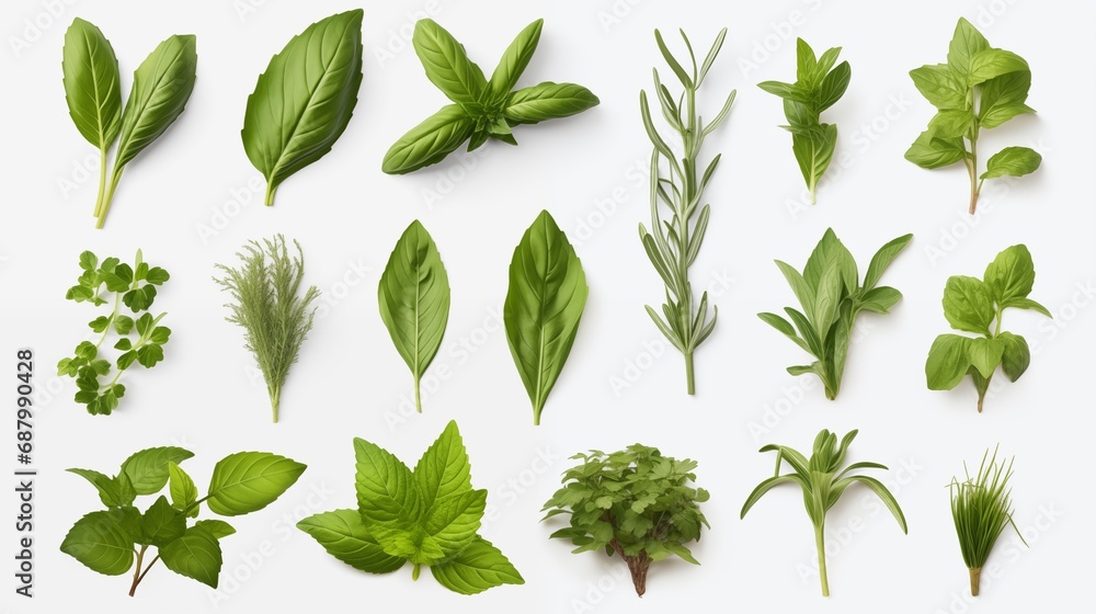A Variety of Leaves on a Clean White Surface A Variety of Leaves on a Clean White Surface