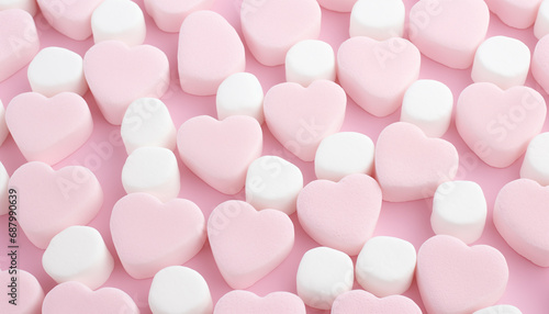heart shaped candy background for valentine's day. hearts close-up. message of love.