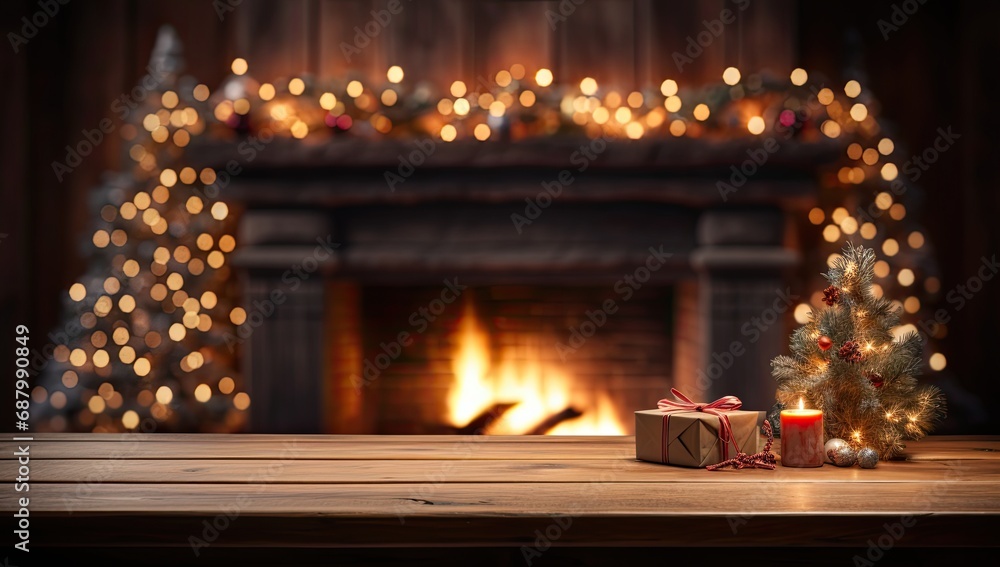 Cozy fireplace with traditional, seasonal christmas decoration. Cozy fireplace with traditional, seasonal christmas decoration.