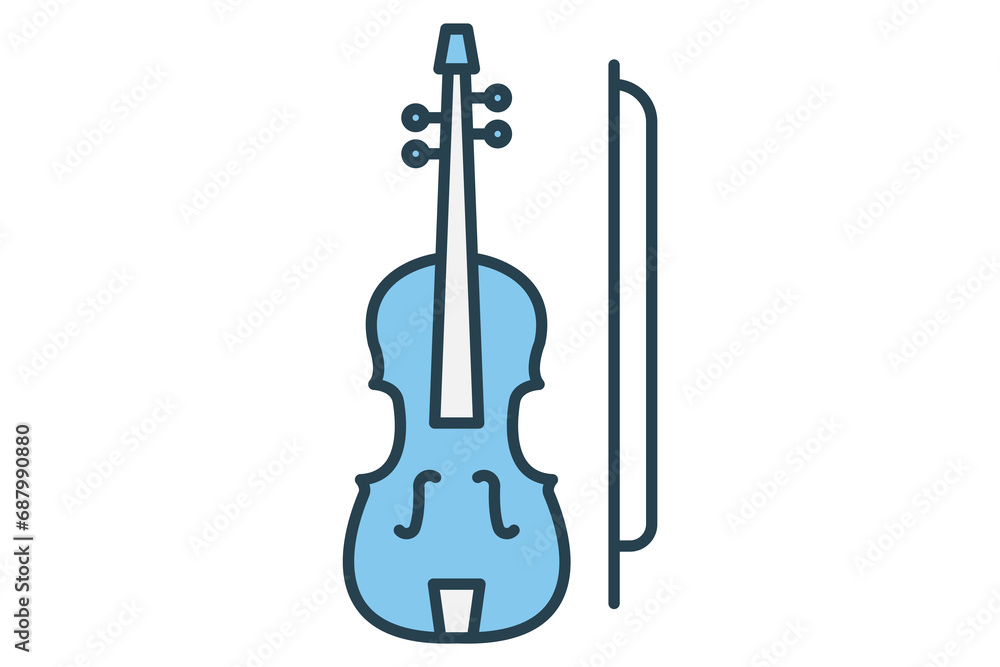 violin icon. icon related to music, music instrument. flat line icon style. simple vector design editable