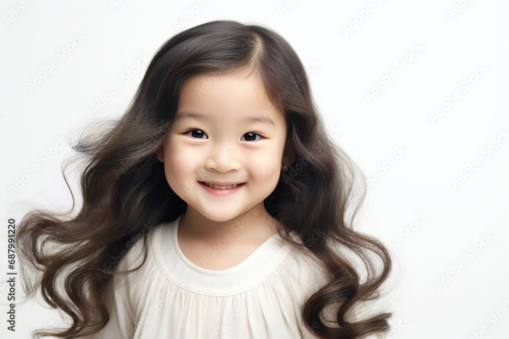 Young Asian baby girl beauty woman long hair isolated white background Young Asian baby girl beauty woman long hair isolated white background