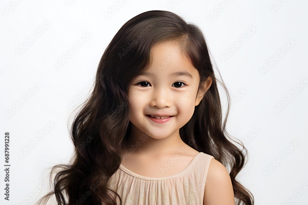 Young Asian baby girl beauty woman long hair isolated white background Young Asian baby girl beauty woman long hair isolated white background