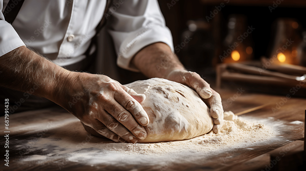 Panaderos amasando pan