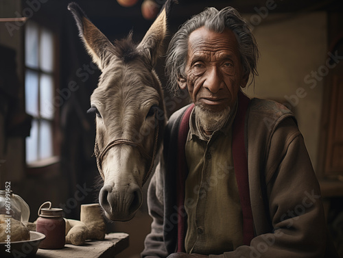 Ladakhi Man with Kiang, Expressing Surprise