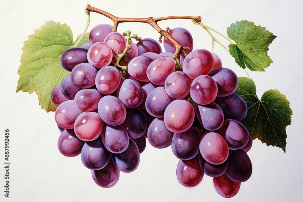 Fototapeta premium Watercolor grapes isolated on white. AI Generated