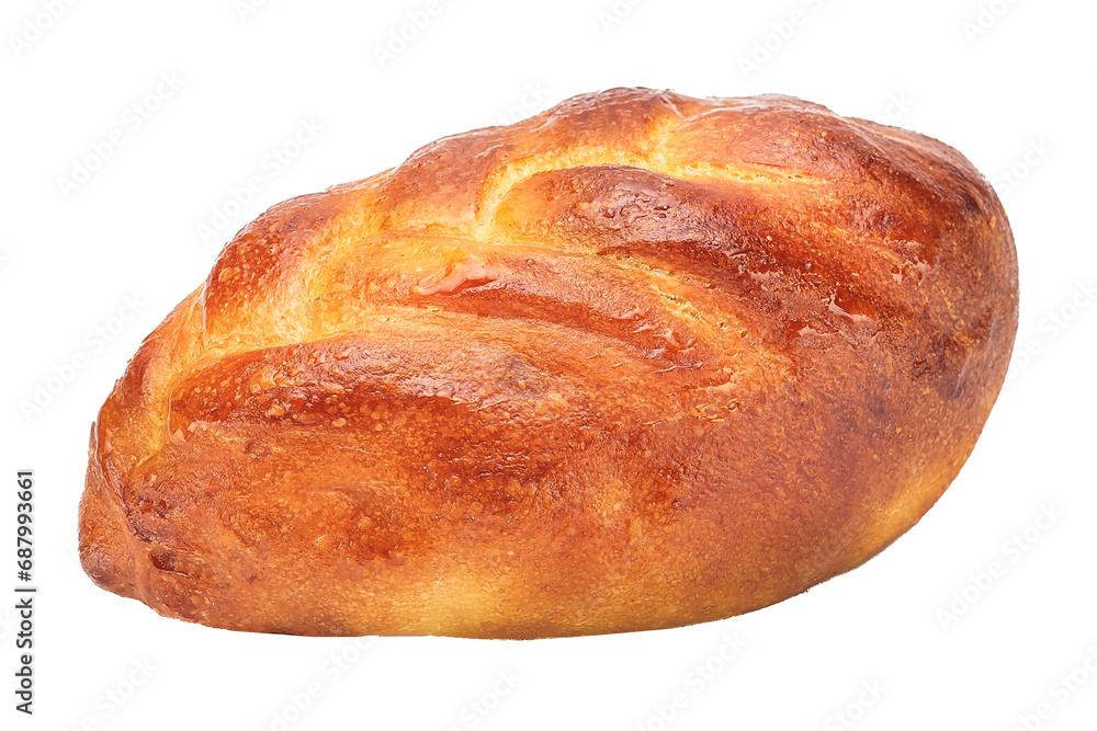 Russian bread from the oven, homemade pastries, bakery products on a white isolated background bun from the oven