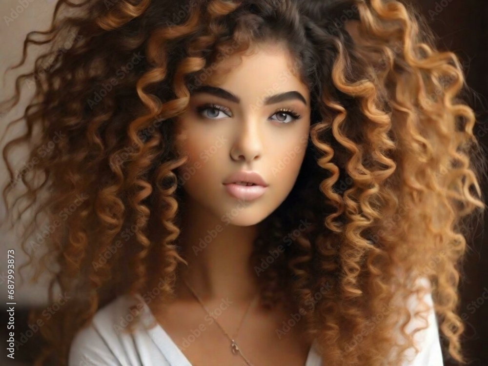 hermosa chica de pelo rizado 1 hermosa chica de pelo rizado 1