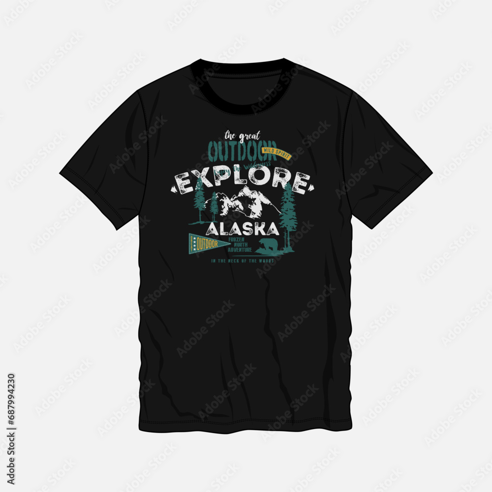 Outdoor explore T shirt chest print design vector illustration ready to print