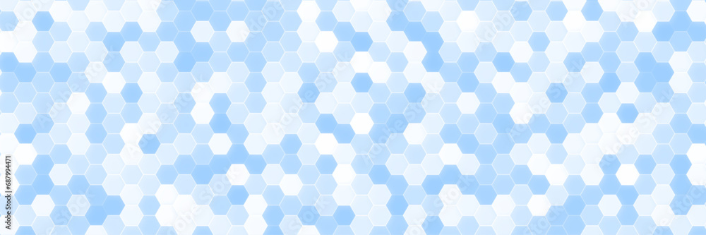Fototapeta premium Seamless line an pattern. Blue and white color. Hexagon ceramic tiles background.