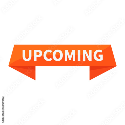 Upcoming In Orange Rectangle Ribbon Shape For Launching Business Promotion Marketing Social Media Information
